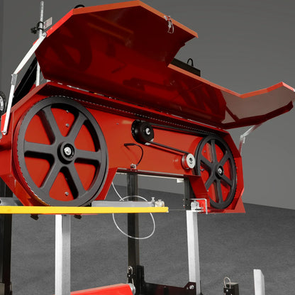 32" Portable Sawmill,  420cc 15HP E-Start Gasoline Engine,  26.5" Board Width,  13' Track Length ,  SM-32