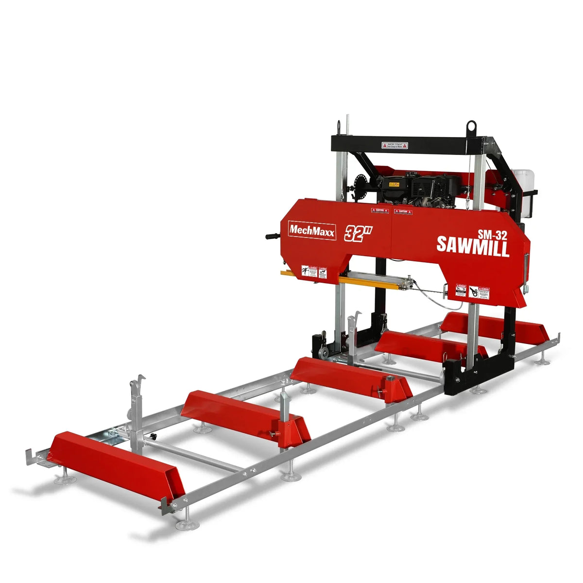 32" Portable Sawmill,  420cc 15HP E-Start Gasoline Engine,  26.5" Board Width,  13' Track Length ,  SM-32