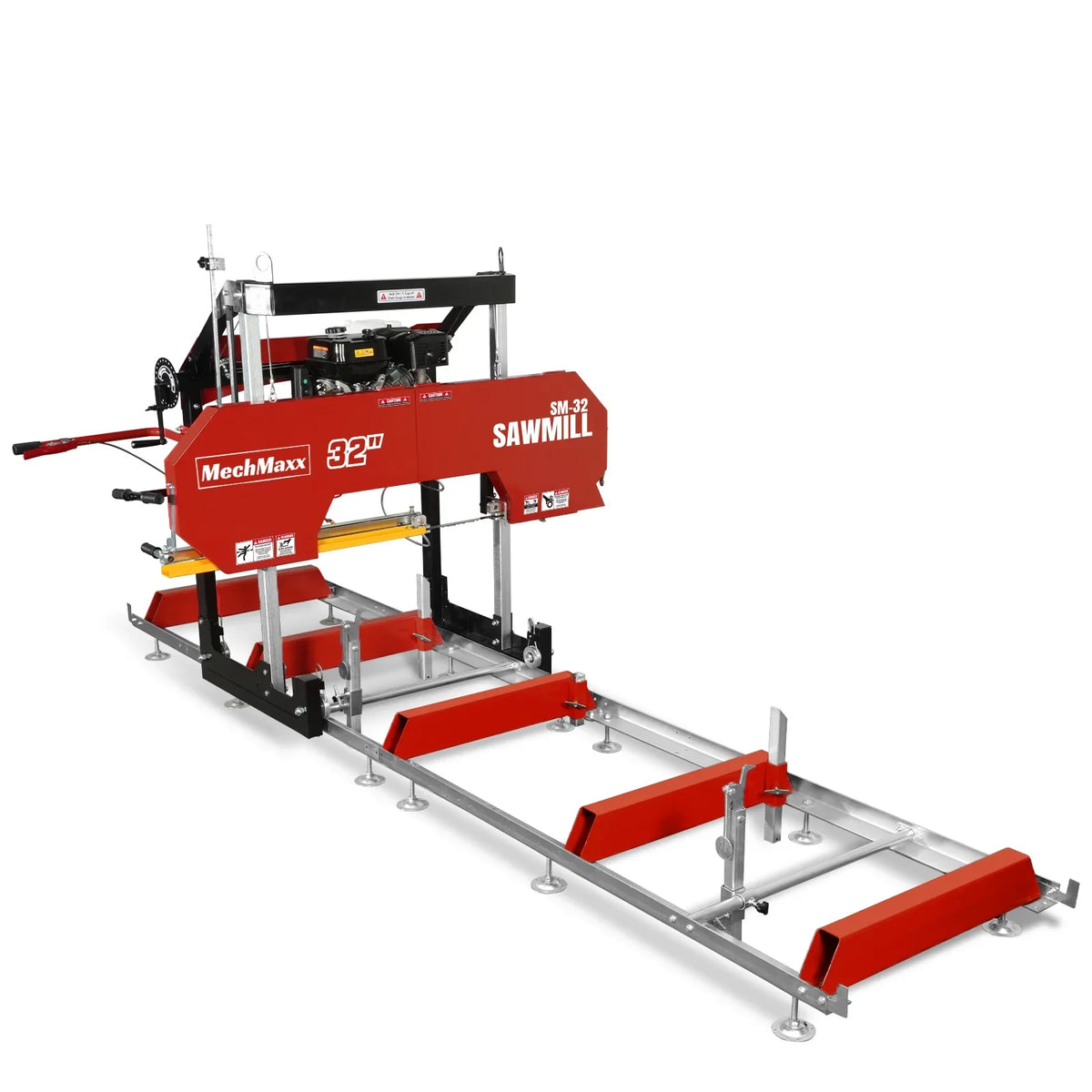 32" Portable Sawmill,  420cc 15HP E-Start Gasoline Engine,  26.5" Board Width,  13' Track Length ,  SM-32
