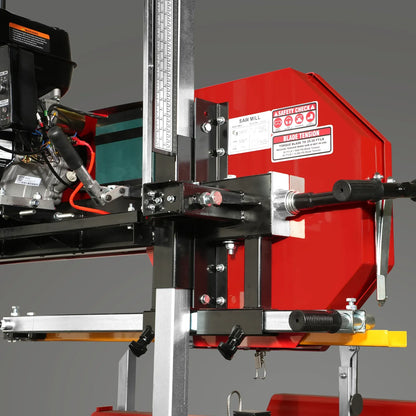 32" Portable Sawmill,  420cc 15HP E-Start Gasoline Engine,  26.5" Board Width,  13' Track Length ,  SM-32