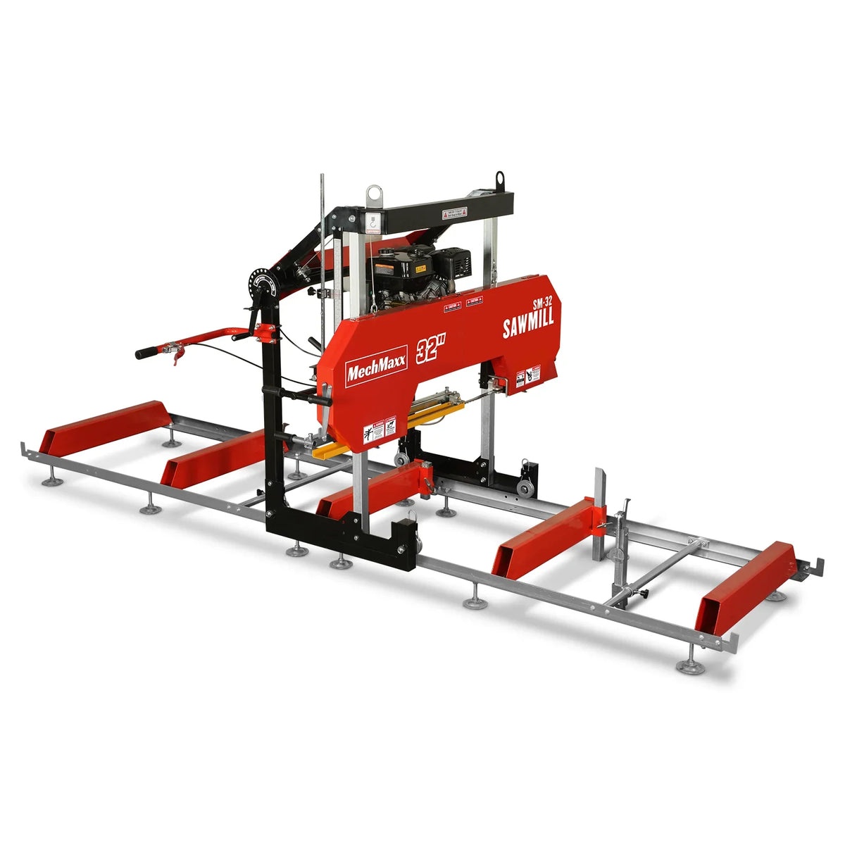 32" Portable Sawmill,  420cc 15HP E-Start Gasoline Engine,  26.5" Board Width,  13' Track Length ,  SM-32