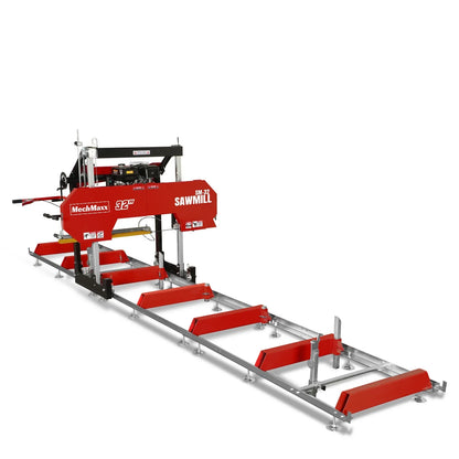 32" Portable Sawmill (5 x Blades Included),  420cc 15HP E-Start Gasoline Engine,  26.5" Board Width,  20' Track Length (13' Track Length + 6.4' Track Extension Included) ,  SM-32