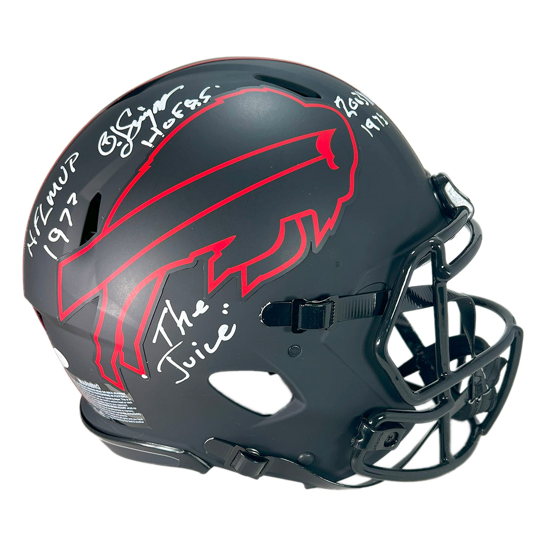 OJ Simpson Signed 4 Inscription Buffalo Bills Authentic Eclipse Speed Full-Size Football Helmet (JSA)