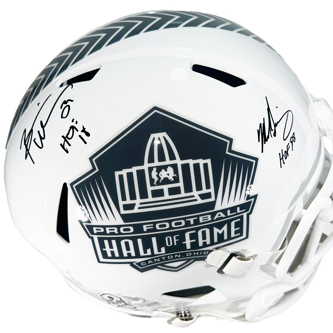 Brian Urlacher Mike Singletary Signed Hall of Fame Salute to Service 2024 Full-Size Replica Football Helmet (Beckett)