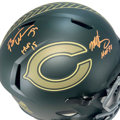 Brian Urlacher and Mike Singletary Signed Chicago Bears Salute to Service 2025 Full-Size Replica Football Helmet (Beckett)