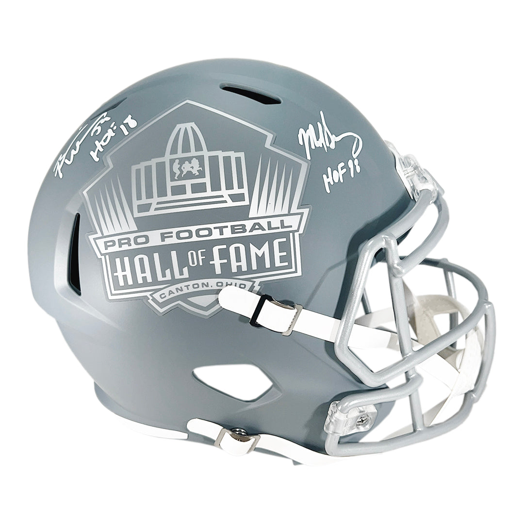 Brian Urlacher and Mike Singletary Signed Hall of Fame Slate Alternate Speed Full-Size Replica Football Helmet (Beckett)