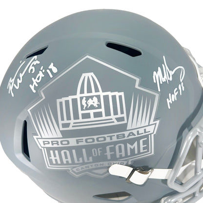 Brian Urlacher and Mike Singletary Signed Hall of Fame Slate Alternate Speed Full-Size Replica Football Helmet (Beckett)