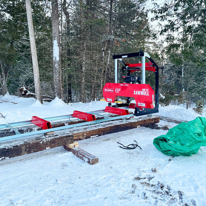 32" Portable Sawmill,  420cc 15HP E-Start Gasoline Engine,  26.5" Board Width,  13' Track Length ,  SM-32