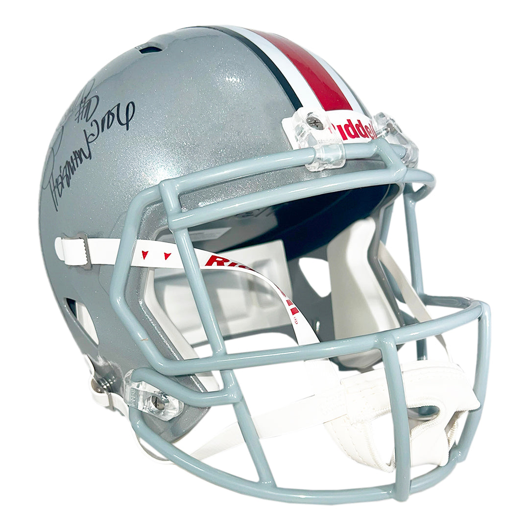 Troy Smith Signed Heisman 2006 Inscription Ohio State Buckeyes Speed Full-Size Replica Football Helmet (JSA)