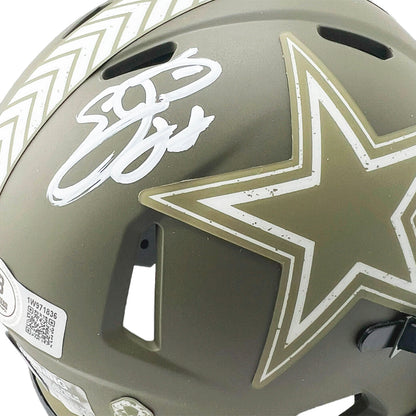 Emmitt Smith Signed Dallas Cowboys Salute to Service Mini Football Helmet (Beckett)