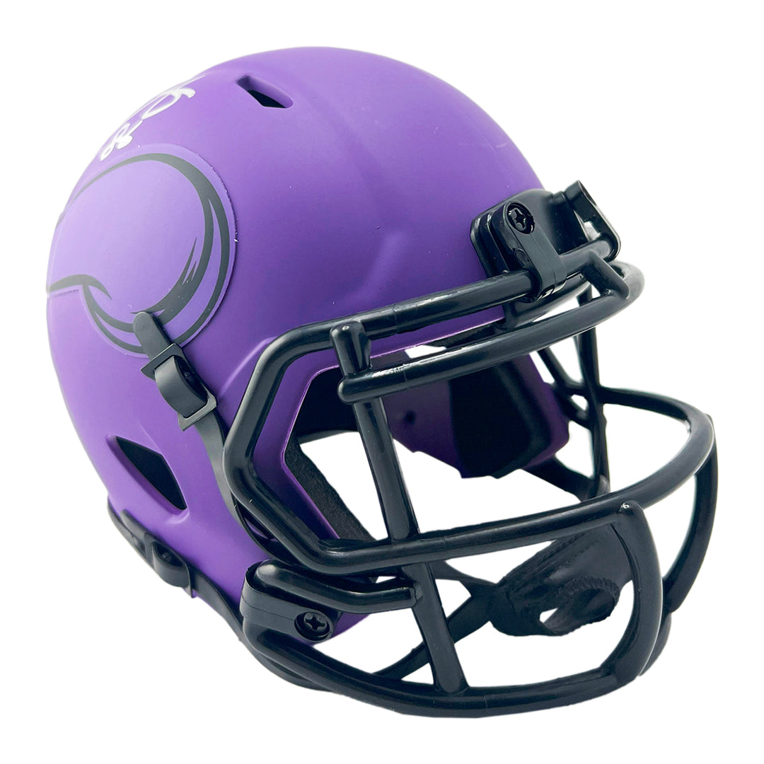 Fran Tarkenton Signed HOF 86 Inscription Minnesota Vikings Rave Mini Football Helmet (Beckett)
