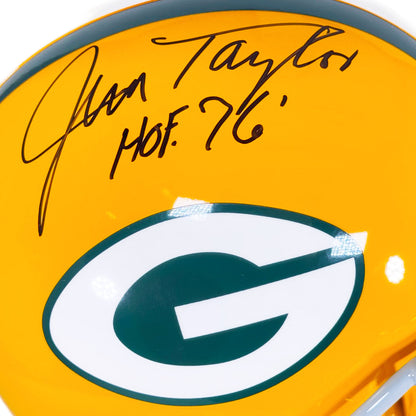 Jim Taylor Signed HOF 76 Inscription Green Bay Packers Full-Size Replica Football Helmet (JSA)