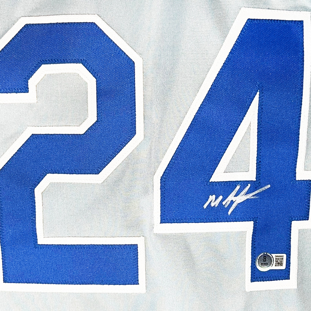 Miguel Tejada Signed Kansas City Grey Baseball Jersey (Beckett)