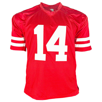 YA Tittle Signed HOF 71 Inscription San Francisco Red Football Jersey (JSA)