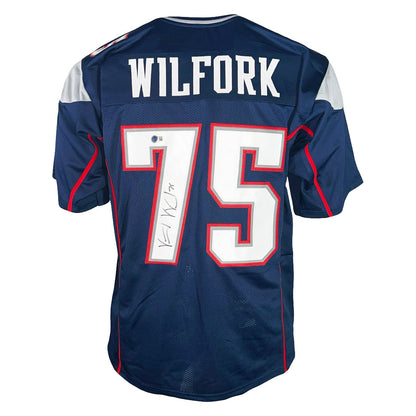 Vince Wilfork Signed New England Navy Football Jersey (Beckett)