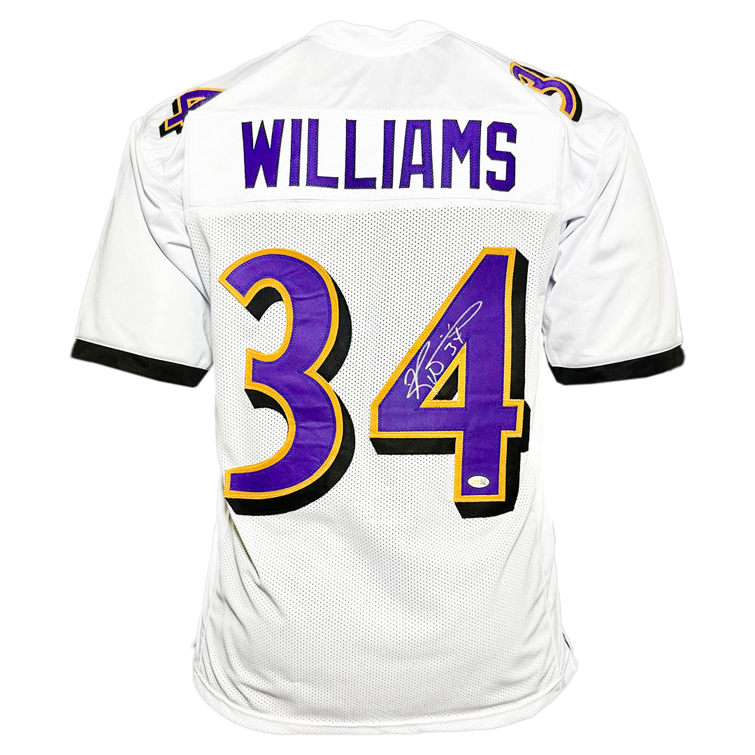 Ricky Williams Signed Baltimore White Football Jersey (JSA)